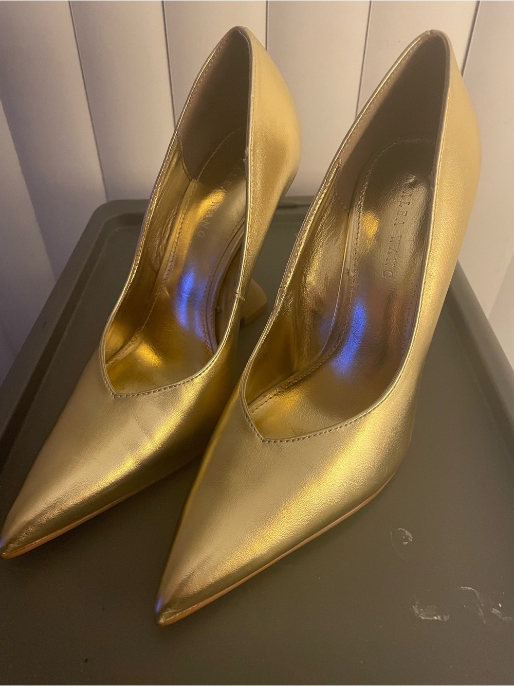 Metallic Gold Pointed-Toe Women's Heels